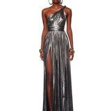 Goddess One Shoulder Silver Gown