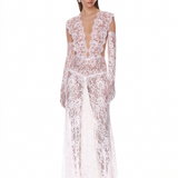 Naia Blanc Lace V-Neck Gown