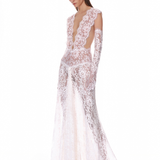 Naia Blanc Lace V-Neck Gown