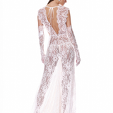Naia Blanc Lace V-Neck Gown