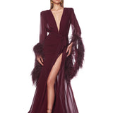 Geisha Burgundy Maxi Dress