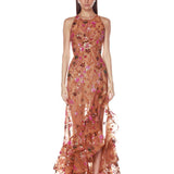 Sicilia Coral Multi Sequin Maxi Dress - SAMPLE
