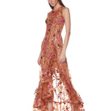 Sicilia Coral Multi Sequin Maxi Dress - SAMPLE