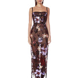 Dahlia Purple Multi Maxi Dress With Straps