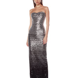 Dahlia Metallic Strapless Maxi Dress