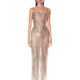 Dahlia Champagne Maxi Dress with Straps