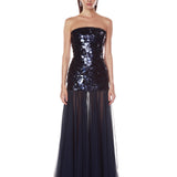 Marni Navy Strapless Maxi Dress