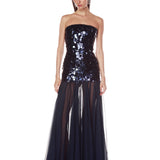 Marni Navy Strapless Maxi Dress