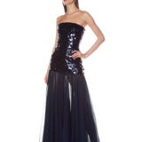 Marni Navy Strapless Maxi Dress