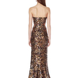 Farah Gold Multi Sequin Strapless Gown