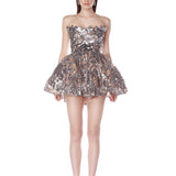 Chloe Silver Strapless Mini Dress