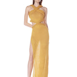 Celeste Knit Halterneck Mustard Dress