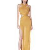 Celeste Knit Halterneck Mustard Dress