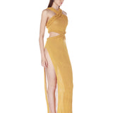 Celeste Knit Halterneck Mustard Dress