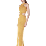 Celeste Knit Halterneck Mustard Dress