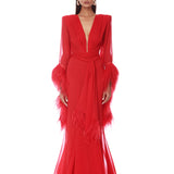 Geisha V-Neck Flame Gown