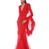 Geisha V-Neck Flame Gown