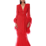 Geisha V-Neck Flame Gown