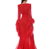 Geisha V-Neck Flame Gown