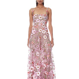 Venice 3D Floral Jasmine Pink Multi Maxi Gown