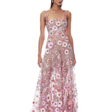 Venice 3D Floral Jasmine Pink Multi Maxi Gown