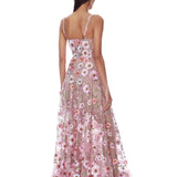 Venice 3D Floral Jasmine Pink Multi Maxi Gown