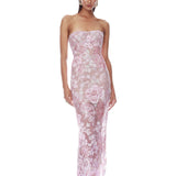 Capri Sequin Dahlia Blush Strapless Maxi Dress