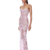 Capri Sequin Dahlia Blush Strapless Maxi Dress