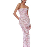 Capri Sequin Dahlia Blush Strapless Maxi Dress