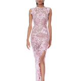 Capri Sequin Ellie Cap Sleeve Blush Maxi Dress