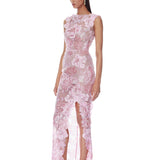 Capri Sequin Ellie Cap Sleeve Blush Maxi Dress