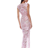 Capri Sequin Ellie Cap Sleeve Blush Maxi Dress