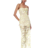 Daffodil Sequin Dahlia Strapless Maxi Dress