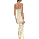 Daffodil Sequin Dahlia Strapless Maxi Dress