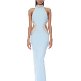 Camila Powder Blue Halterneck Cutout Maxi Dress
