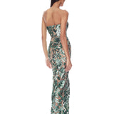 Dahlia Teal Paillette Strapless Maxi Dress