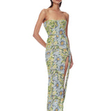 Valentina Paillette Yellow Multi Veronica Maxi Dress