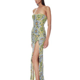 Valentina Paillette Yellow Multi Veronica Maxi Dress