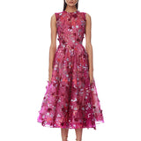 Saba Floral Burgundy Midi Dress