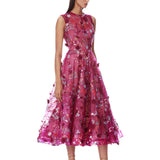 Saba Floral Burgundy Midi Dress
