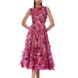 Saba Floral Burgundy Midi Dress