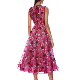 Saba Floral Burgundy Midi Dress