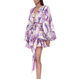 Wisteria Bedouin Coastal Purple Multi Mini Dress