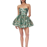 Chloe Teal Strapless Mini Dress