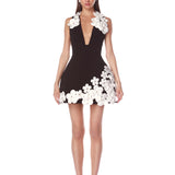 Estelle Black and White Mini Dress