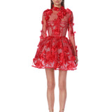 Anastasia Red Floral Long Sleeve Mini Dress