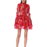 Anastasia Red Floral Long Sleeve Mini Dress