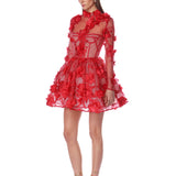 Anastasia Red Floral Long Sleeve Mini Dress
