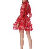 Anastasia Red Floral Long Sleeve Mini Dress