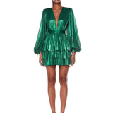 Bedouin Metallic Green Mini Dress